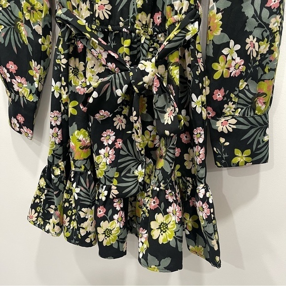 Walter Baker Leighton Floral Belted Mini Dress Size X-Small Long Sleeve A-Line - Picture 5 of 11